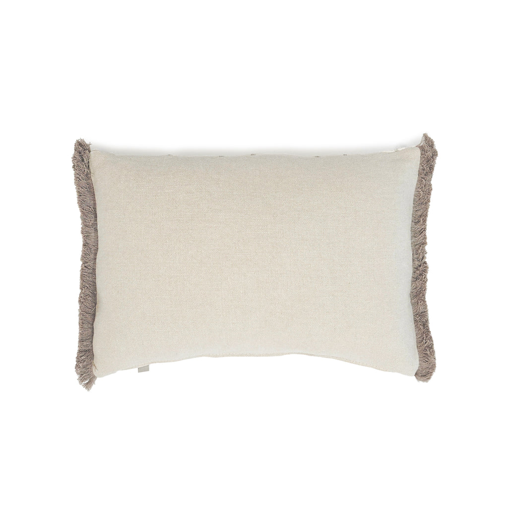 Light Grey Diamond Mudcloth with Stone Fringe Pillow | Muskoka Living Collection