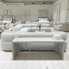 Beach Console, Muskoka Living Collection - Shown in Large. Oak finished in Nordic White / Smoke