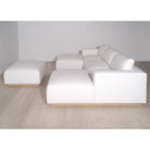 Bloom Ottoman, Muskoka Living Collection - Shown in custom fabric. Oak finished in Natural. 