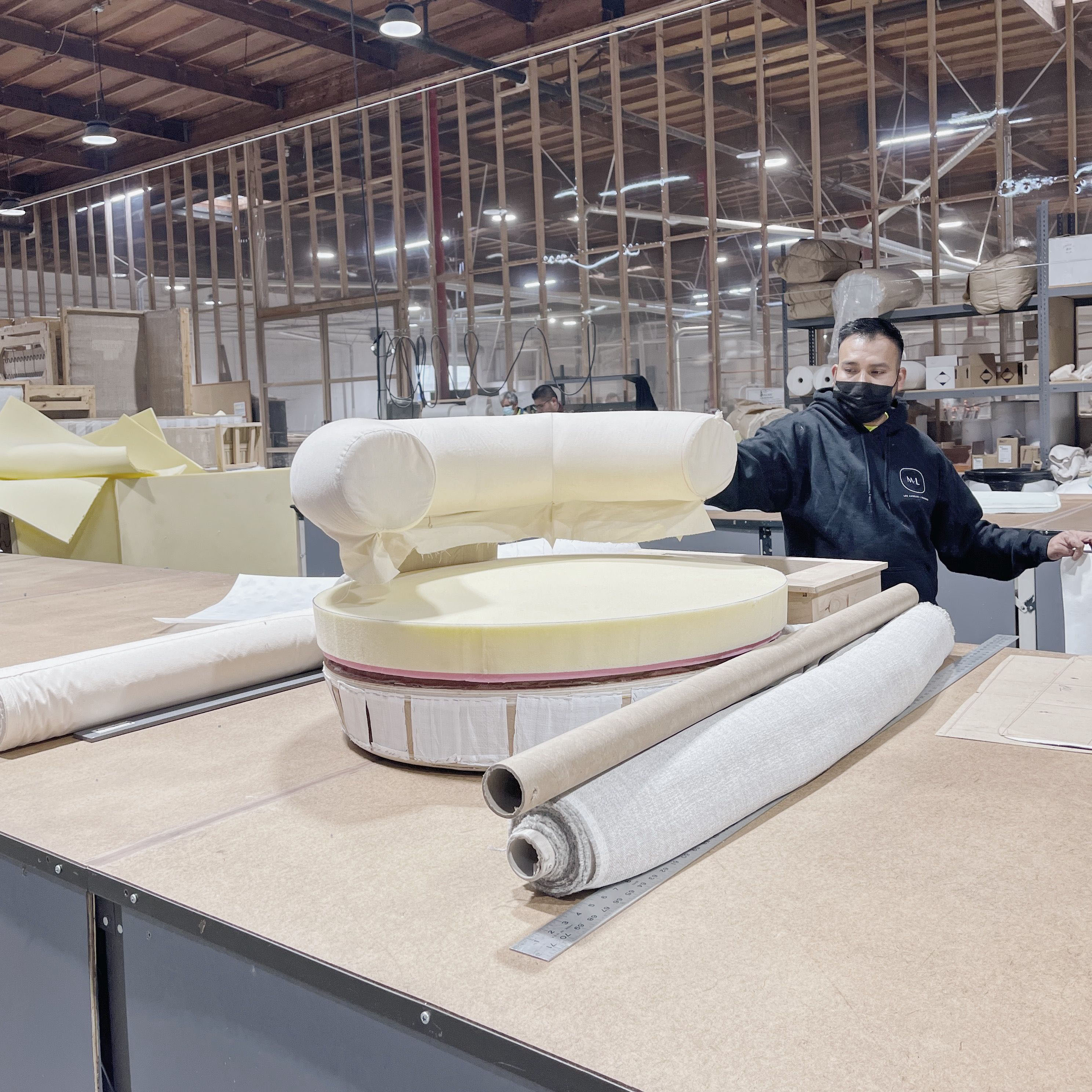 Muskoka Living Collection - Aurora Chair - Lush parchment and Ivory Shearling, made to order at our self owned and operated LA workshop.