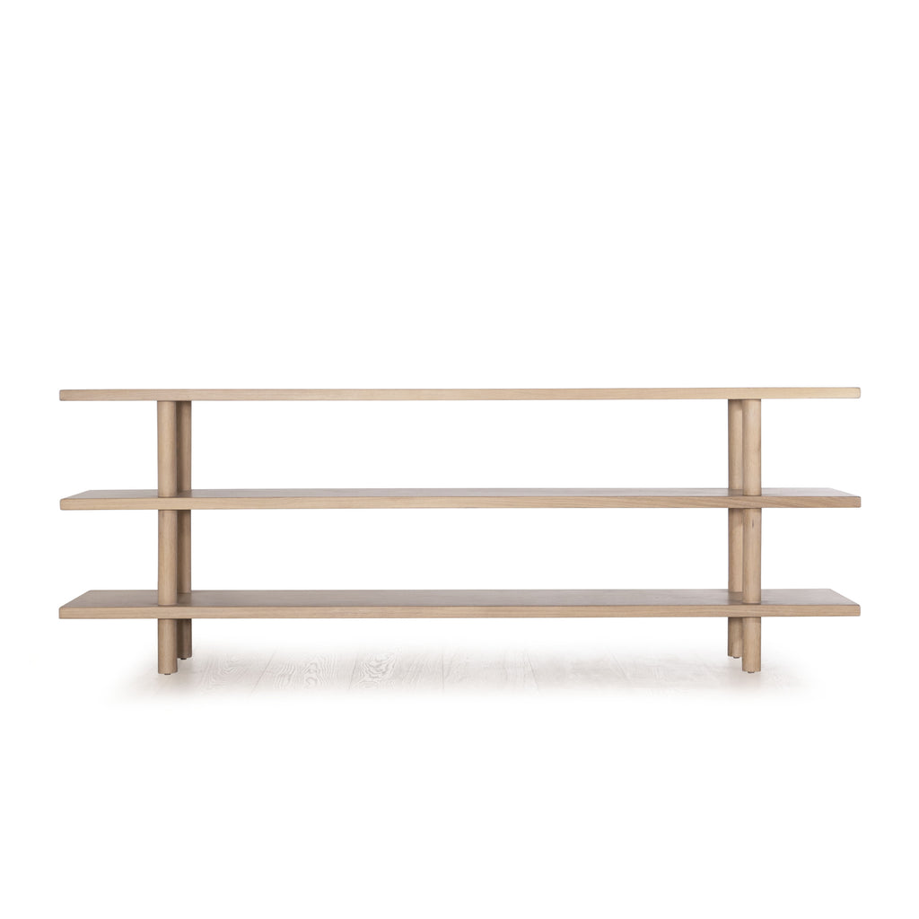 Jones Flat Shelves console, shown in Natural finish | Muskoka Living Collection