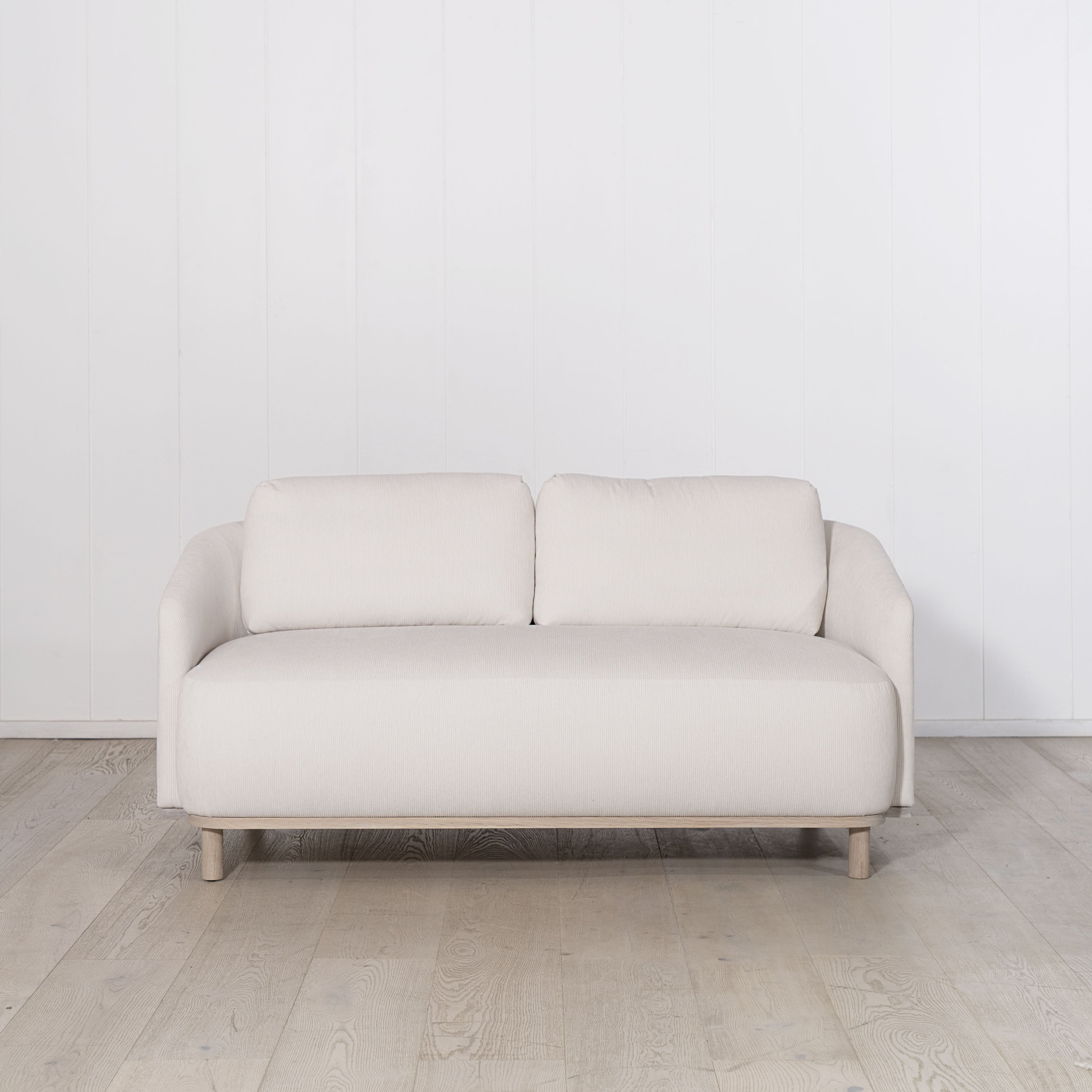 Easton Loveseat, Muskoka Living Collection - Shown in Mambo Sugar, Mint white natural oak.