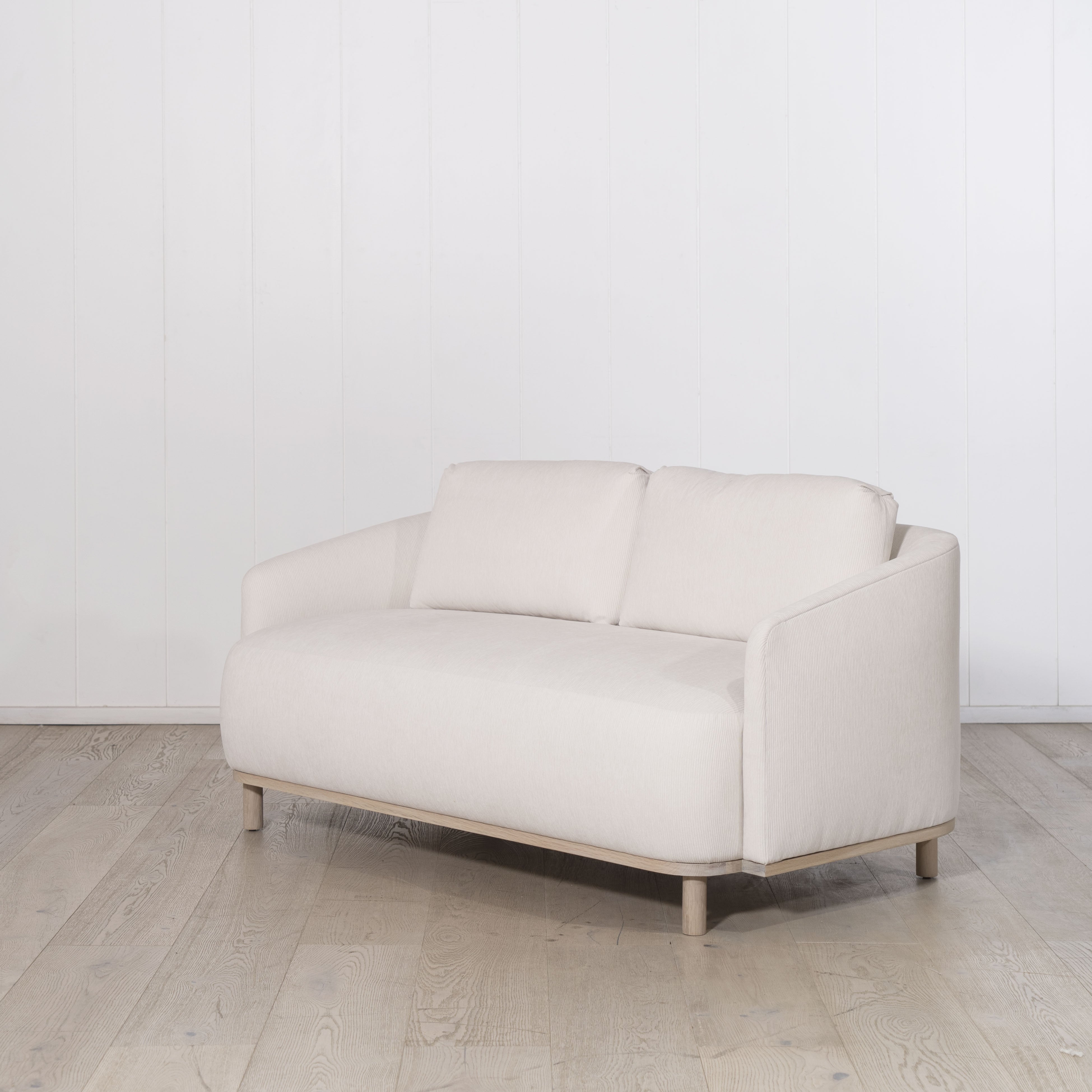 Easton Loveseat, Muskoka Living Collection - Shown in Mambo Sugar, Mint white natural oak.