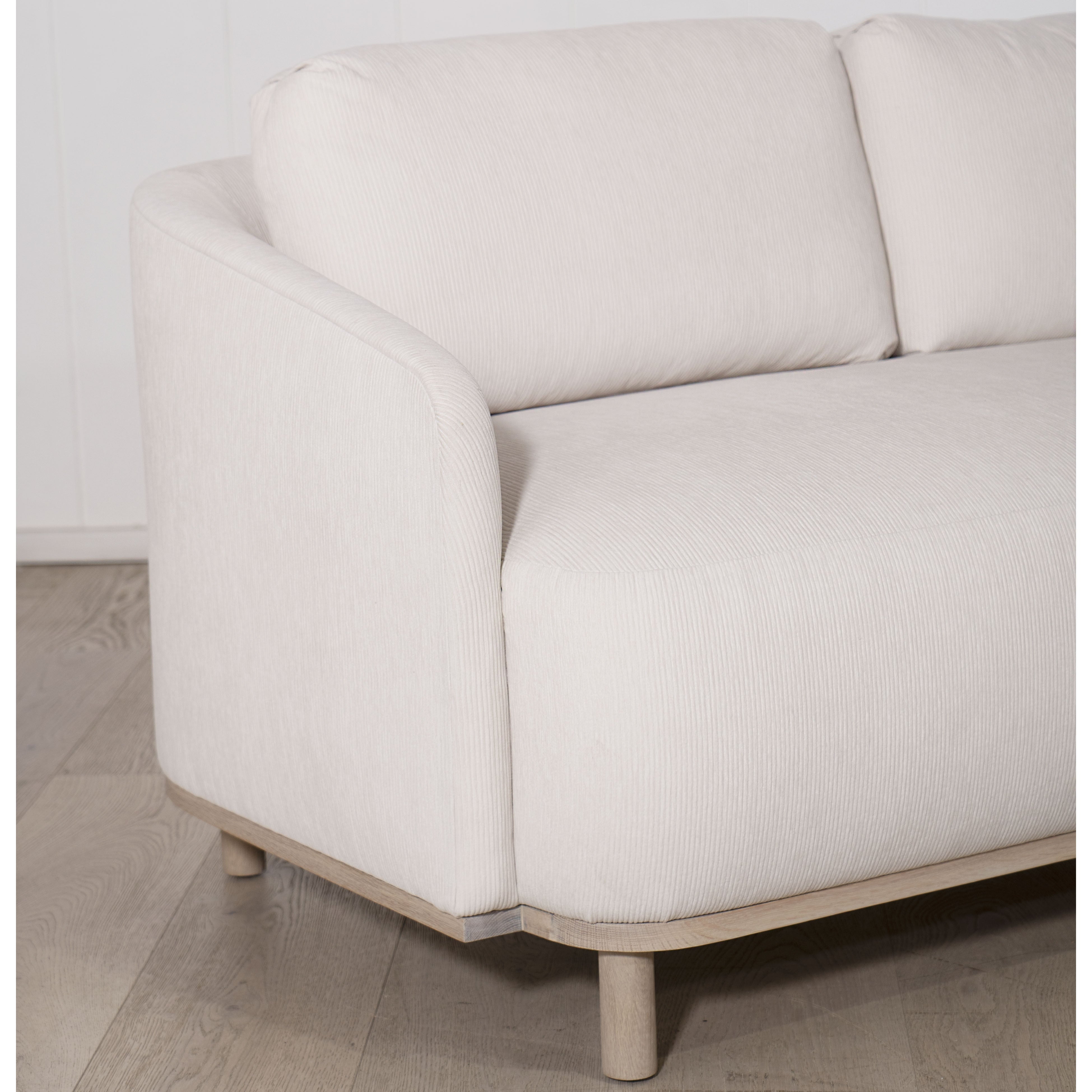 Easton Loveseat, Muskoka Living Collection - Shown in Mambo Sugar, Mint white natural oak.