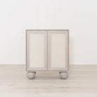 Melo Console, Muskoka Living Collection - Shown in Nordic White / Smoke finish with Gaspar painted cane.