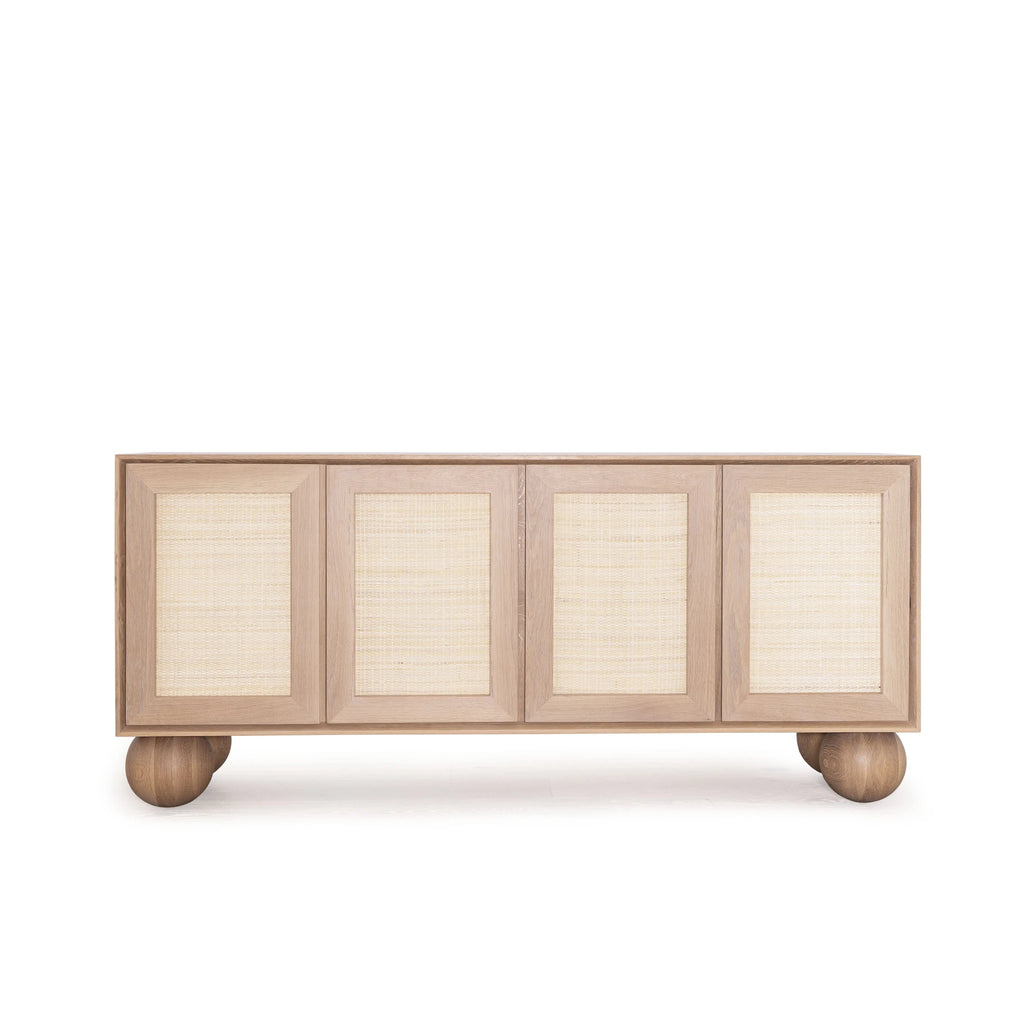Melo Media Console, Muskoka Living Collection - Shown in Natural finish with natural Cane.