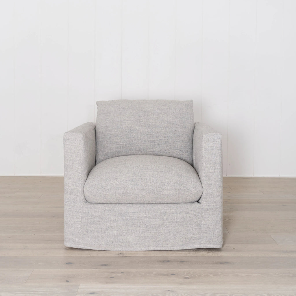 Monterey Chair, Muskoka Living Collection - Shown in square leg, slipcovered Belgian Sky Blue.