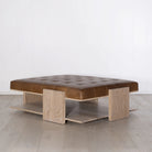 Rosehill with Shelf Coffee Table, Muskoka Living Collection - Shown in Leather. Oak finished in Smoke.