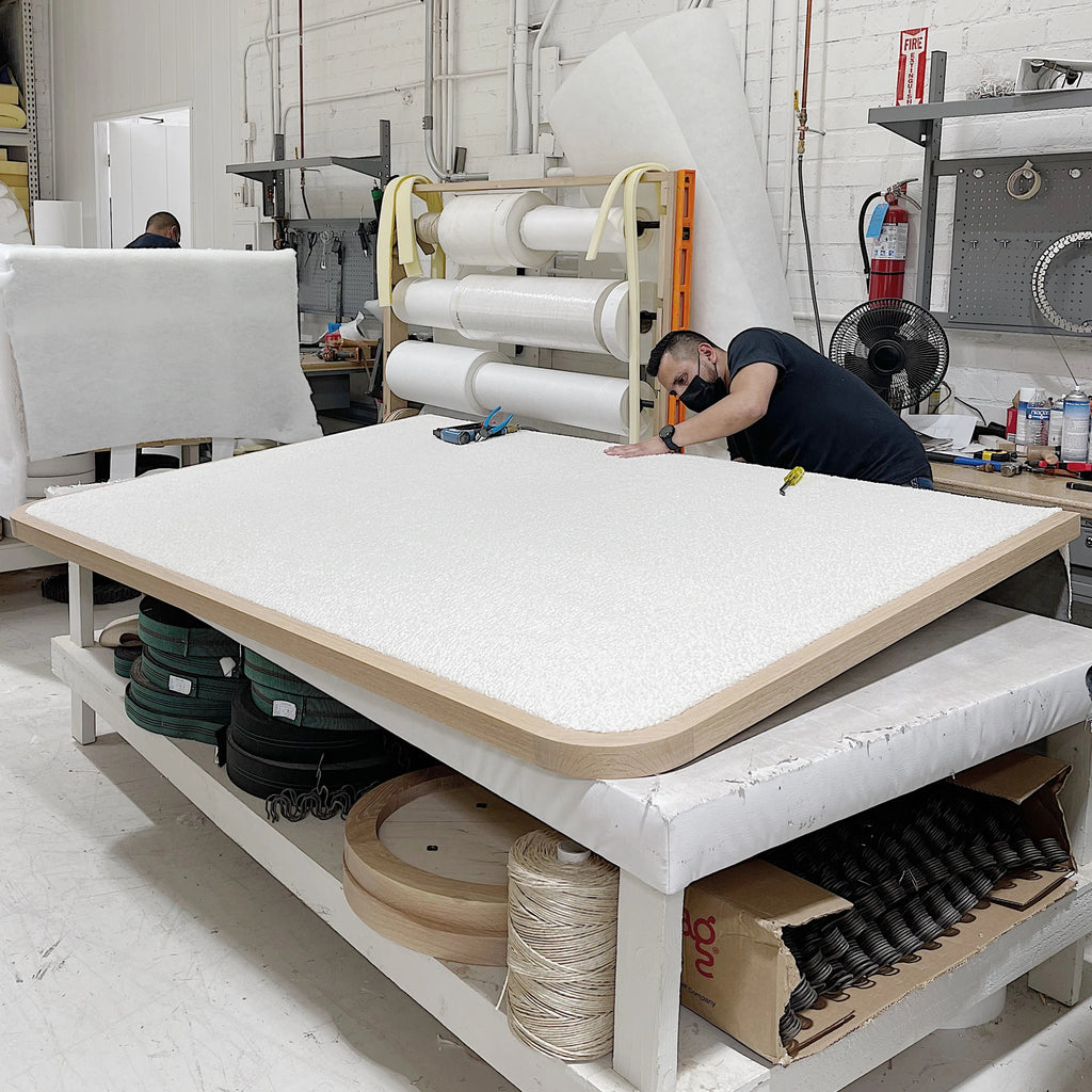 Muskoka Living Collection - Westport bed - made to order at our LA workshop - shown in berber white
