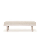 Wilshire bench, Muskoka Living Collection - Shown in Arlo Oatmeal. Oak finished in Alpaca Wilshire / Super White.