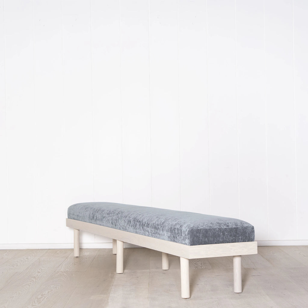 Wilshire Large Bench, Muskoka Living Collection - Shown in Lush Slate. Oak finished in Nordic White / Natural 