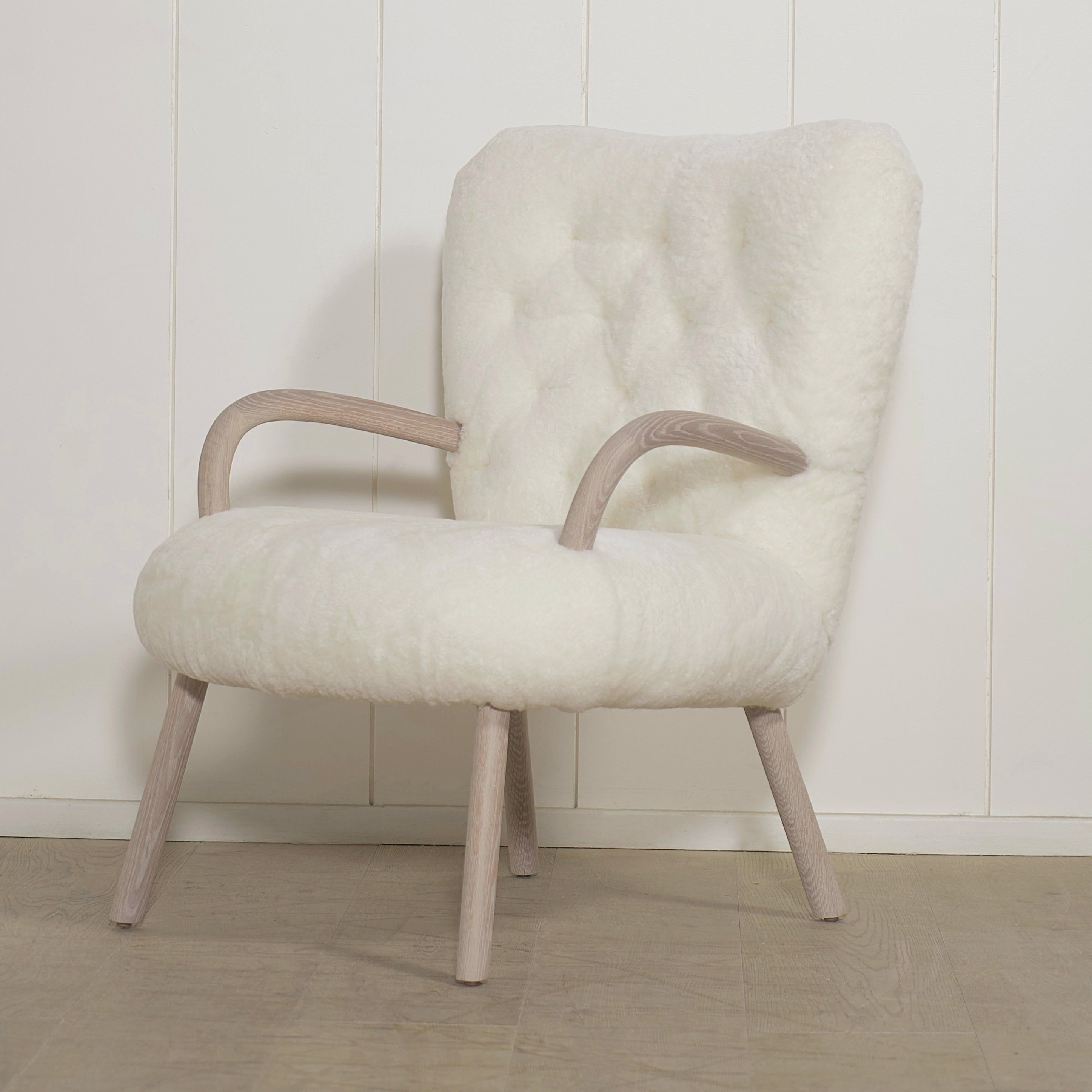 Alpine Chair - Shown in Shearling Ivory. Oak finished in Alpaca white/Natural | Muskoka Living Collection - Chairs