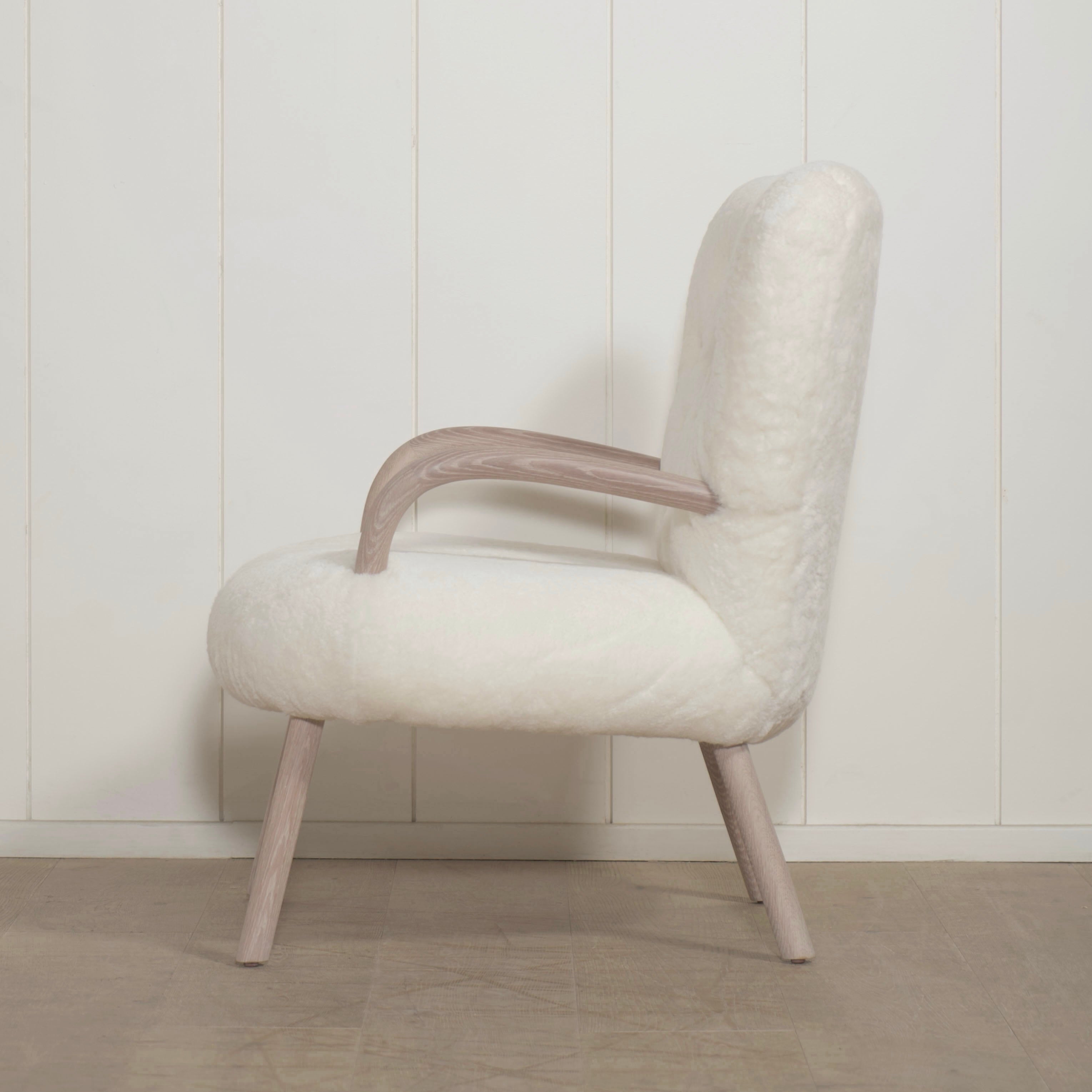 Alpine Chair - Shown in Shearling Ivory. Oak finished in Alpaca white/Natural | Muskoka Living Collection - Chairs