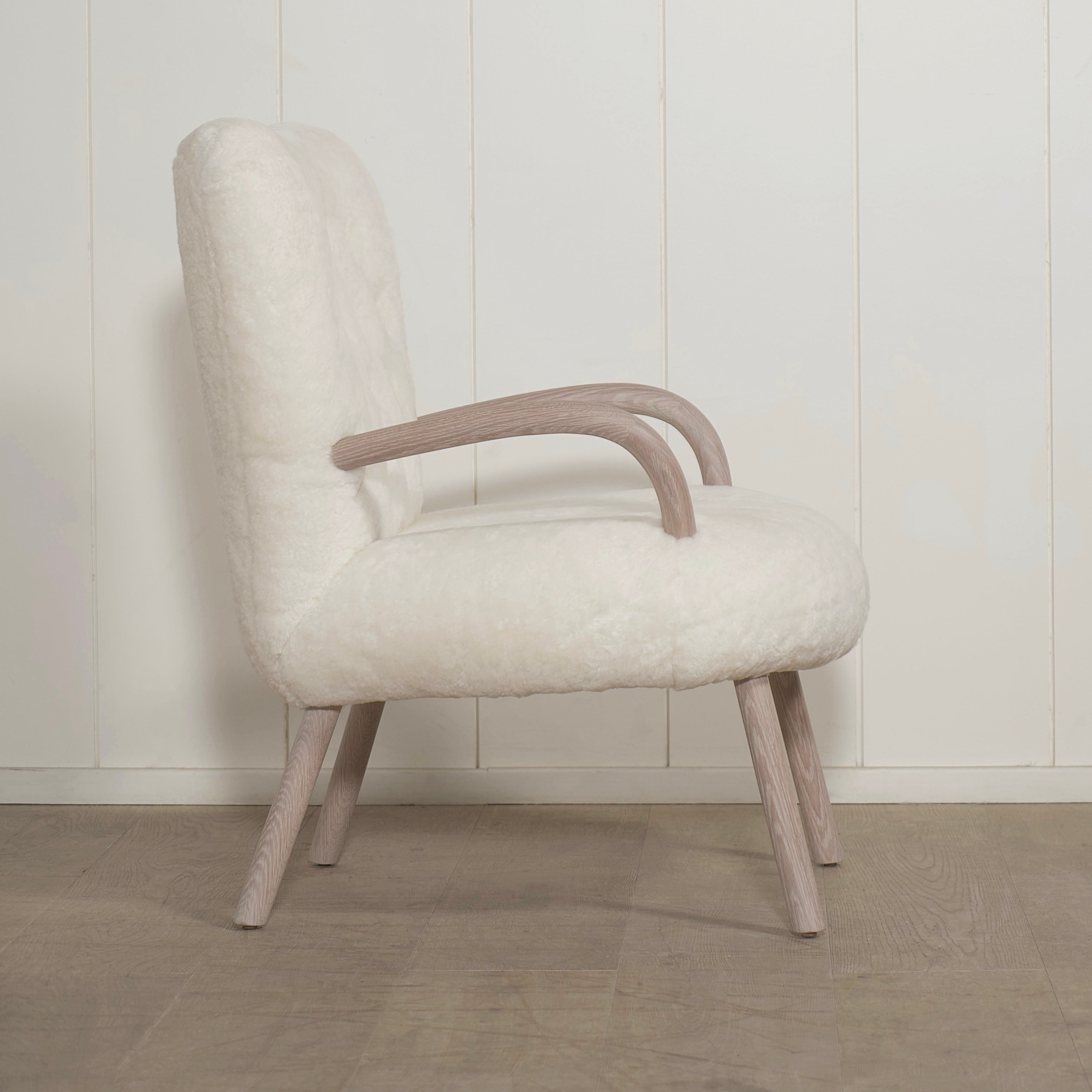 Alpine Chair - Shown in Shearling Ivory. Oak finished in Alpaca white/Natural | Muskoka Living Collection - Chairs