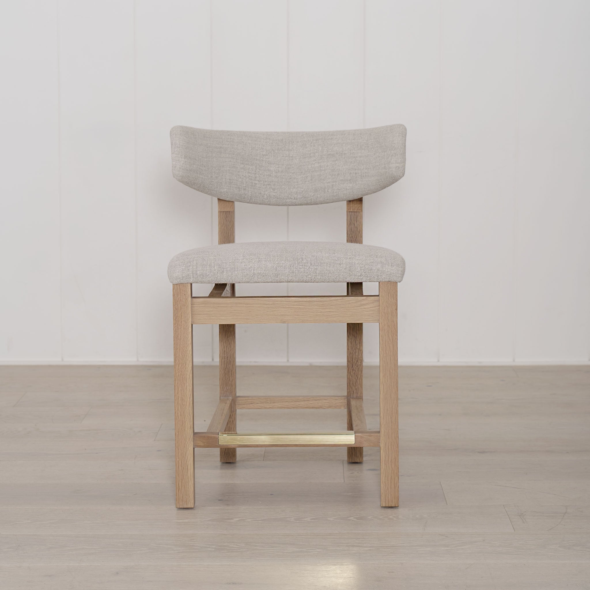 Arch Counter Stool, Shown in Belgian Fog. Oak finished in Natural | Muskoka Living Collection