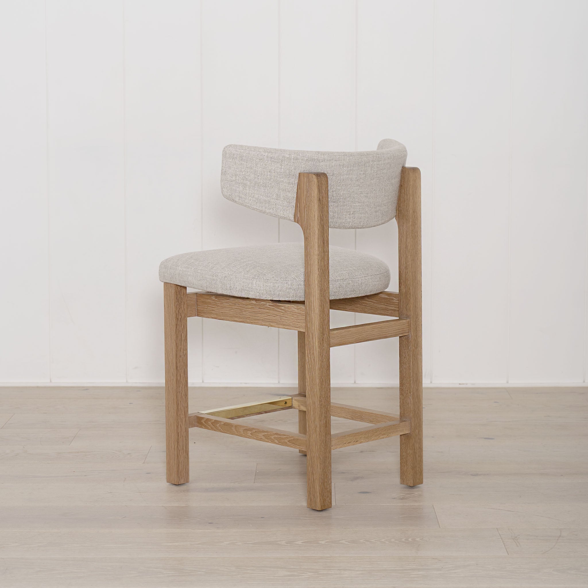 Arch Counter Stool, Shown in Belgian Fog. Oak finished in Natural | Muskoka Living Collection