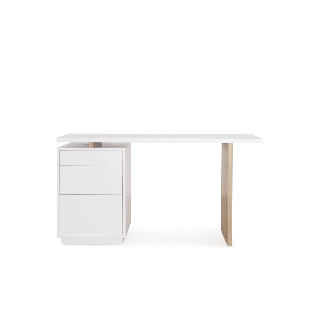 Aria desk, Shown in wire brushed white and natural oak | Muskoka Living Collection