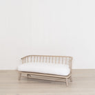 Bolsa Bench Shown in Frame White, oak finished in Mint White / Natural | Muskoka Living Collection