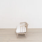 Bolsa Bench Shown in Frame White, oak finished in Mint White / Natural | Muskoka Living Collection