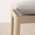 Shown with Retro Light Grey cushion. Oak finished in Mint White / Natural