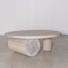 Aubrey Round Coffee Table, Muskoka Living Collection - Oak finished in Nordic White / Natural