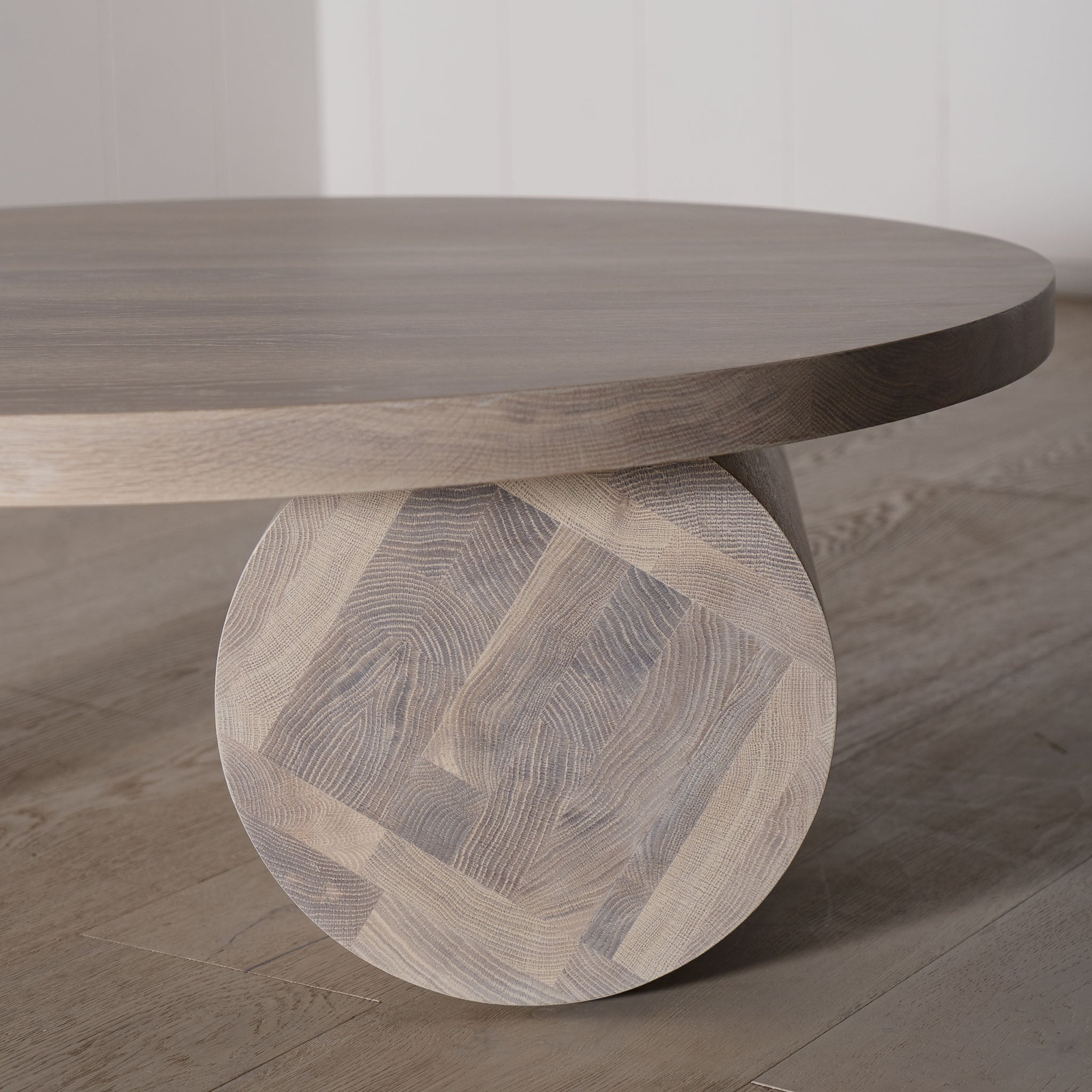 Aubrey Round Coffee Table, Muskoka Living Collection - Oak finished in Nordic White / Natural