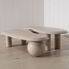 Melo Double Coffee Tables, Muskoka Living Collection - Shown in Alpaca White Smoke. Made to order at our LA Workshop.