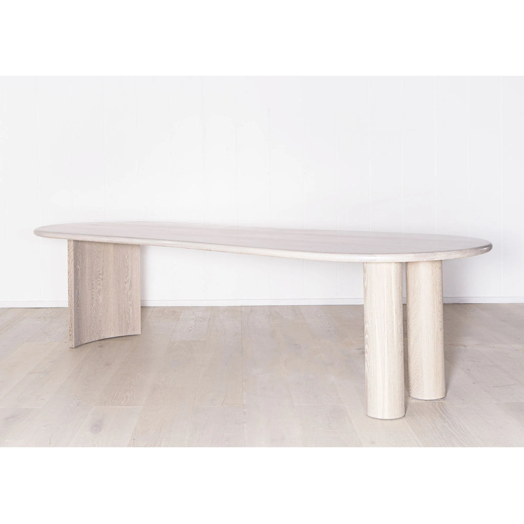 Darby Curved Dining Table shown in Mint White / Smoke | Muskoka Living Collection