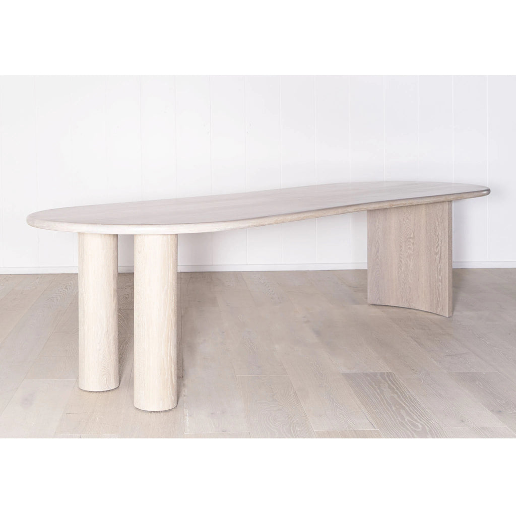 Darby Curved Dining Table shown in Mint White / Smoke | Muskoka Living Collection
