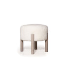 James Stool, Muskoka Living Collection - Shown in White Shearling. Oak finished in Mint White / Smoke.