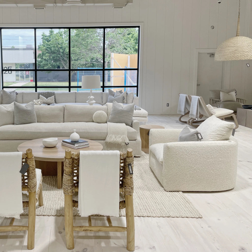 McGrath L Chair, Muskoka Living Collection - Shown in Sheepskin Ivory at our Toronto Showroom