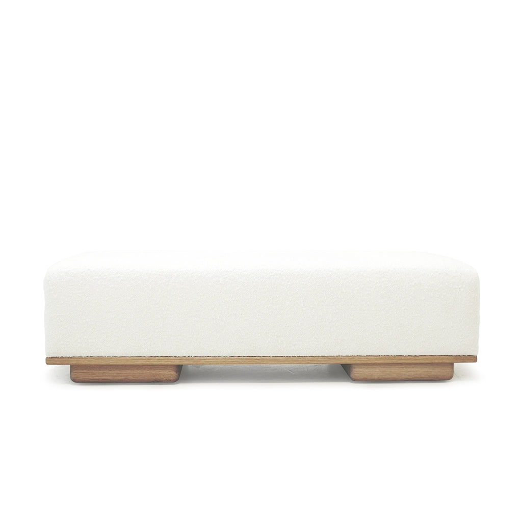 Noah bench, Muskoka Living Collection - Shown in Berber White. Oak finished in Natural.