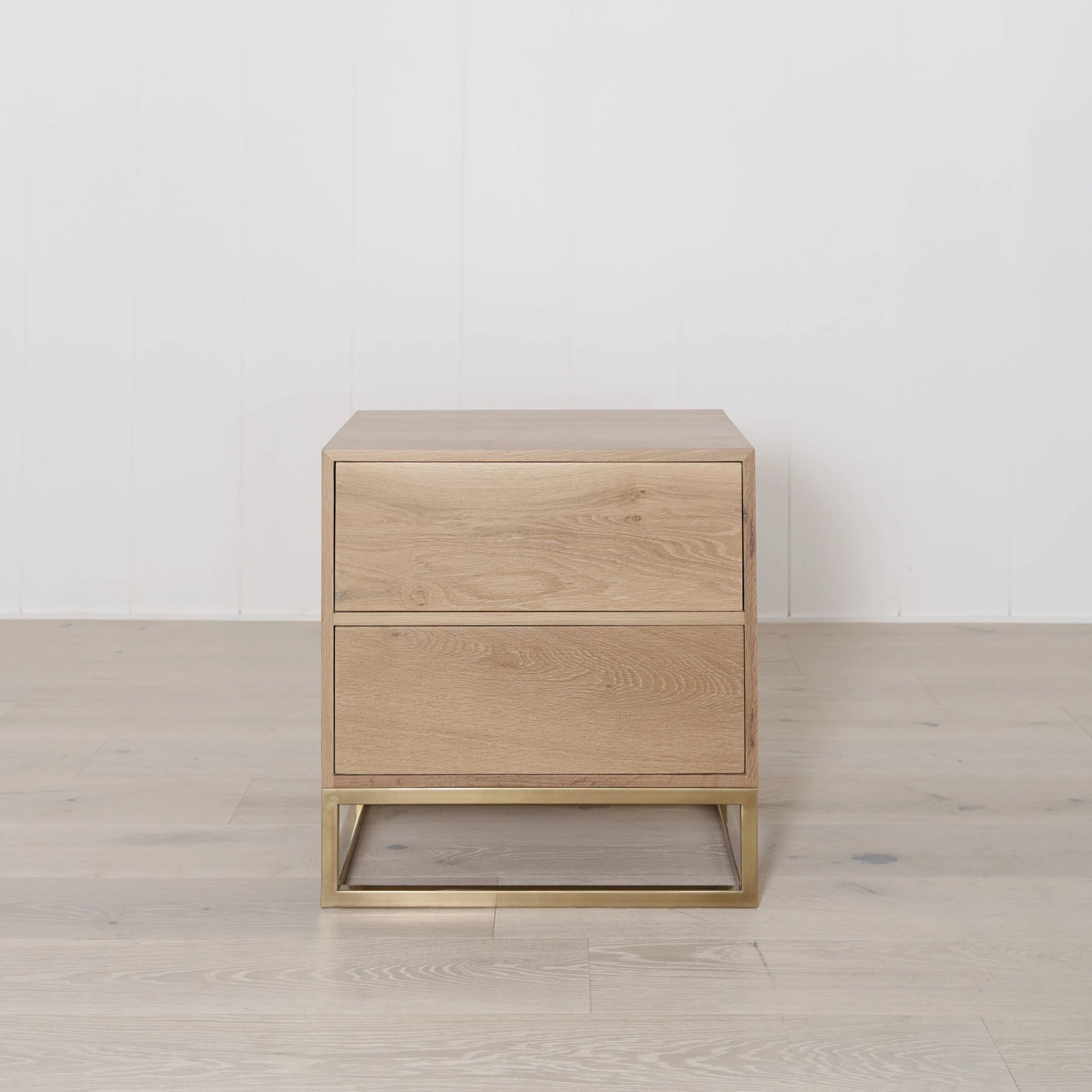 Structure - Brass Base Nightstand, Muskoka Living Collection - Shown in Smoke with Brass Base