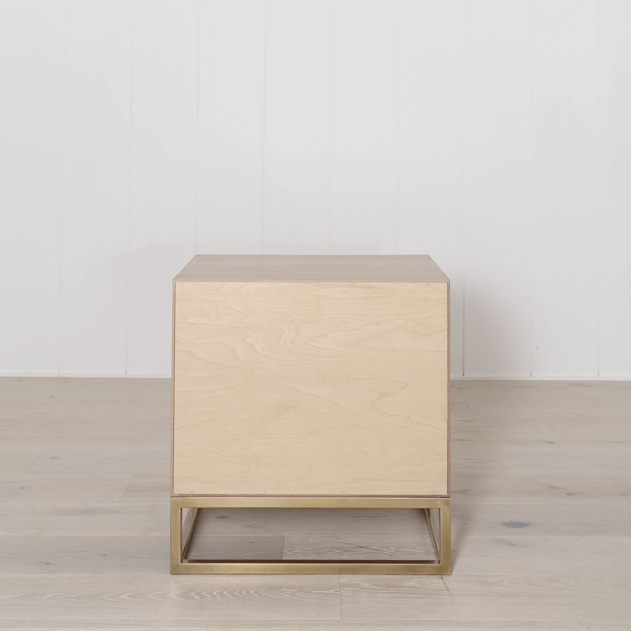 Structure - Brass Base Nightstand, Muskoka Living Collection - Shown in Smoke with Brass Base