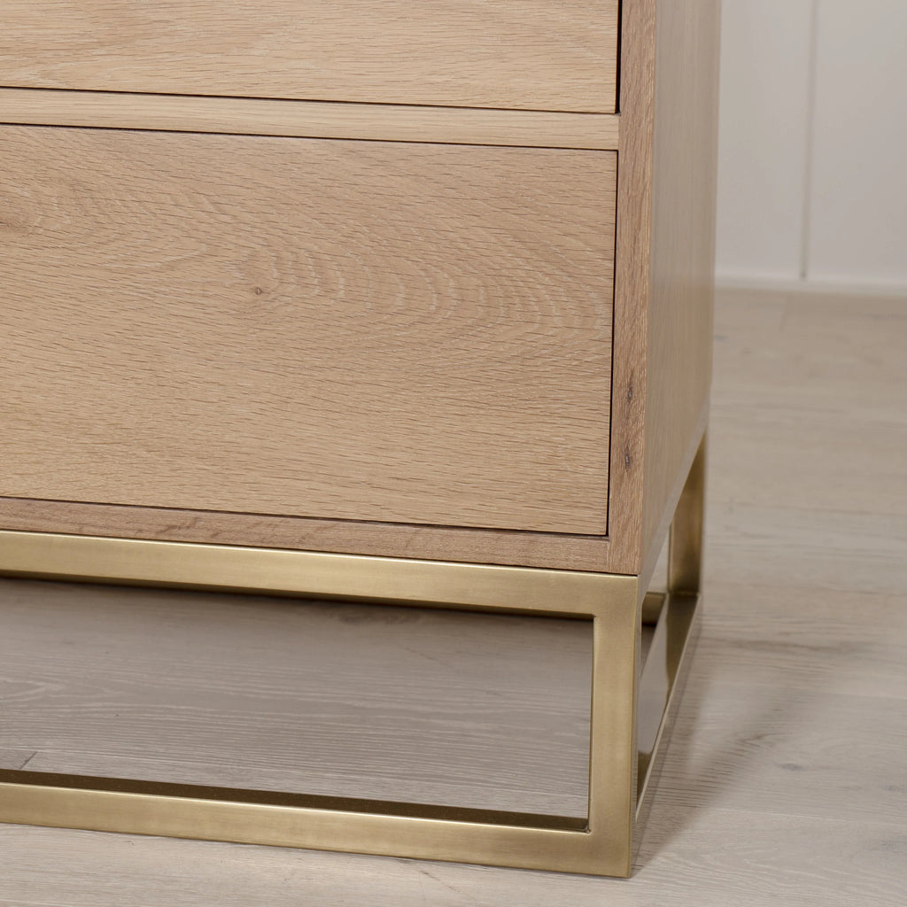 Structure - Brass Base Nightstand, Muskoka Living Collection - Shown in Smoke with Brass Base